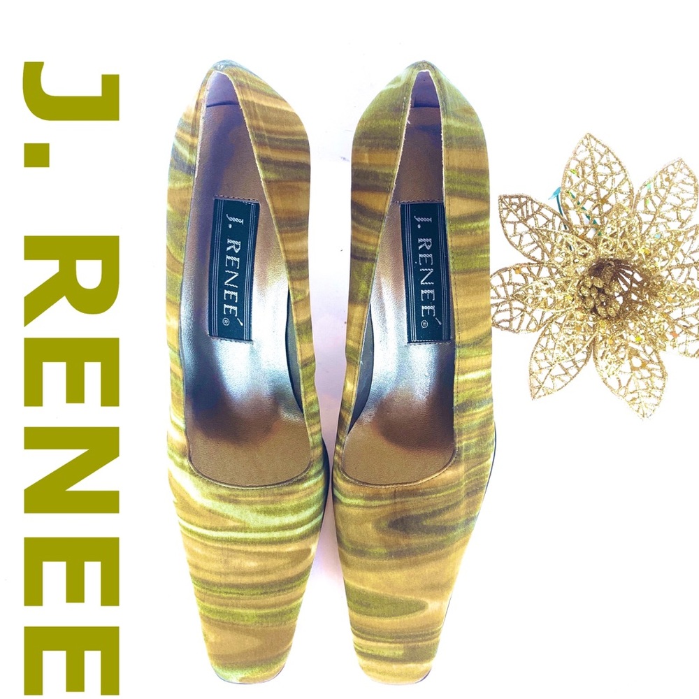 J Renee Multi-Colored Block Heel Square Toe Heels